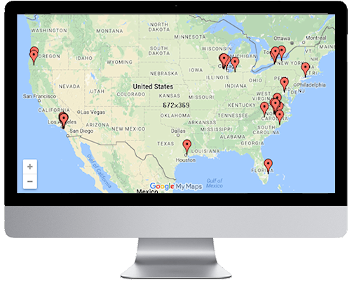 Map of Industrial Website Design Clients