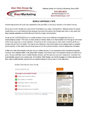 B2B website design mobile friendly testing by Baer Web Design for South Bend, Indiana industrial fabrication companies